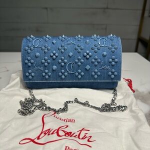 Christian Louboutin Paloma Wallet on Chain Embellished Denim